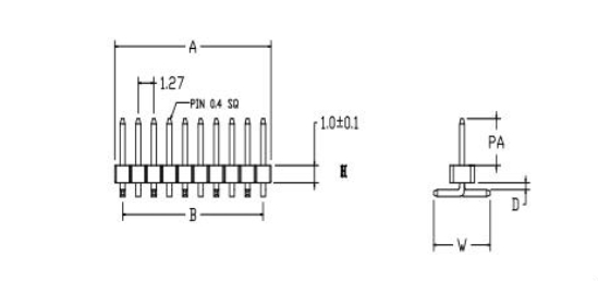 1,27 millimètres de lancement de mâle de Pin Header Connector Two Rows de plastique 0 du noir PA9T