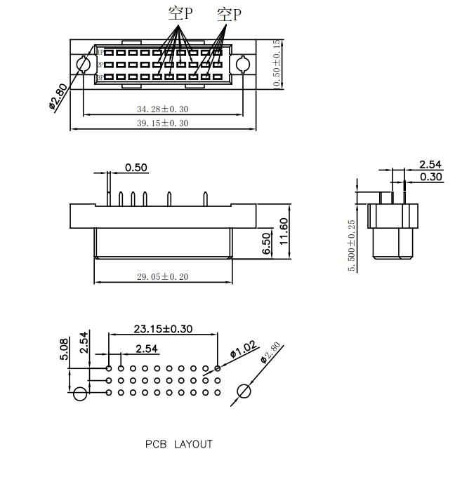 Connecteur 0 d'en-tête de carte PCB du lancement 2.54mm 3*10P PBT de prise d'IMMERSION