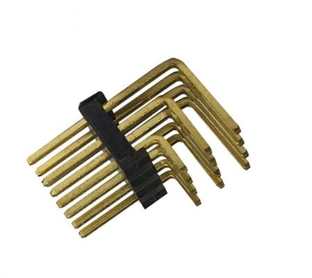 Pitch 2.54mm Three Row Right Angle Pin Header Connectors PA6T Gold Plated Auto Connector