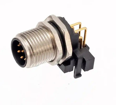 M12 Panel Mount Male Receptacle Industrial Connectors M12 Circular Connector 90 Degree