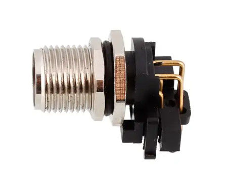 M12 Panel Mount Male Receptacle Industrial Connectors M12 Circular Connector 90 Degree