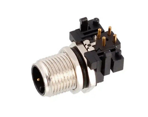 M12 Panel Mount Male Receptacle Industrial Connectors M12 Circular Connector 90 Degree