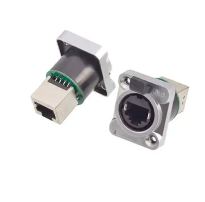 Ethernet 8P8C RJ45 Female Connector Panel Mount Industrial Connectors Push Lock