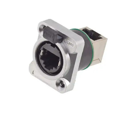 Ethernet 8P8C RJ45 Female Connector Panel Mount Industrial Connectors Push Lock