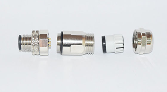 M12 X-Coding 8 Pins Metal Crimp Shielded Male Assembly Waterproof Connectors IP67