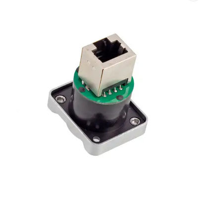 Ethernet 8P8C RJ45 Female Connector Panel Mount Industrial Connectors Push Lock